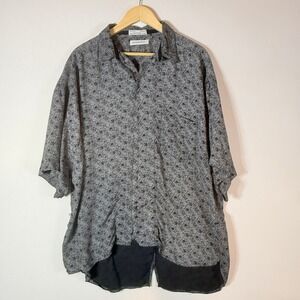 Vtg Generra Mens XL Shirt Black Floral Mens Retro Club Rave Indie Grunge 90s